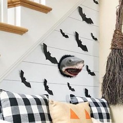 Resin Shark Head Wall Sculpture Decoration Scary Shark Head Ornament for Wall