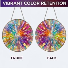 Rainbow Crystal Prism, Holographic Stained Glass Window Hanging,