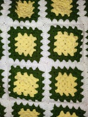 Vintage granny square afghanHand crocheted blanket1970s 42inx62in