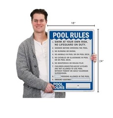 SmartSign Pool Rules Pool Hours Write-On Metal Sign 24 x 18 in
