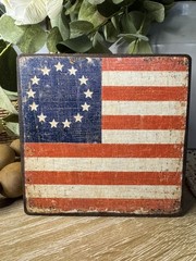 Rustic Betsy Ross Flag Sign 4 1/2″ x 4 1/2″ Handmade Farmhouse w/Easel