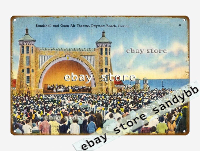 1930-45 Bandshell open-air theatre, Daytona Beach, Florida tin sign
