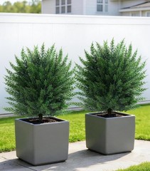 UV-Resistant Artificial Cedar Topiary Tree 27.6″ Faux Cypress Outdoor Fake Pine
