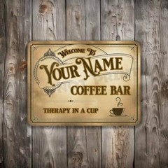 Coffee – Tea – Hot Chocolate Personalized Coffee Bar Old Light Café Metal Sign