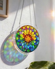 Acrylic Jigsaw Puzzle Suncatcher – Spectrum Bloom Mandala, DIY Suncatcher Kits