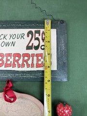 Mixed Lot Strawberries Items Sign Brown Bag Cookie Press Home Decor