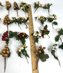 New 4″ Floral Berry Sprays 24 Assorted Gold White 3 Red 1 Green Hobby Lobby Read