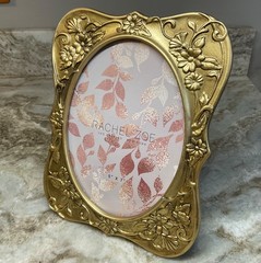 Oval Picture Frame 5X7 Gold Floral Design Vertical Or Horizontal Rachel Zoe New