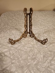 Victorian Brass Plate or Photo Holder Ornate Decorative Gold Tone 6″ Display