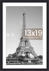 13×19 Picture Frame Black Wall Poster Frame Fits 11×17 with Mat or 13×19