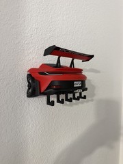 Porsche GT3 Car Shape Wall Mounted Key Rack Plastic Red Black Hanging