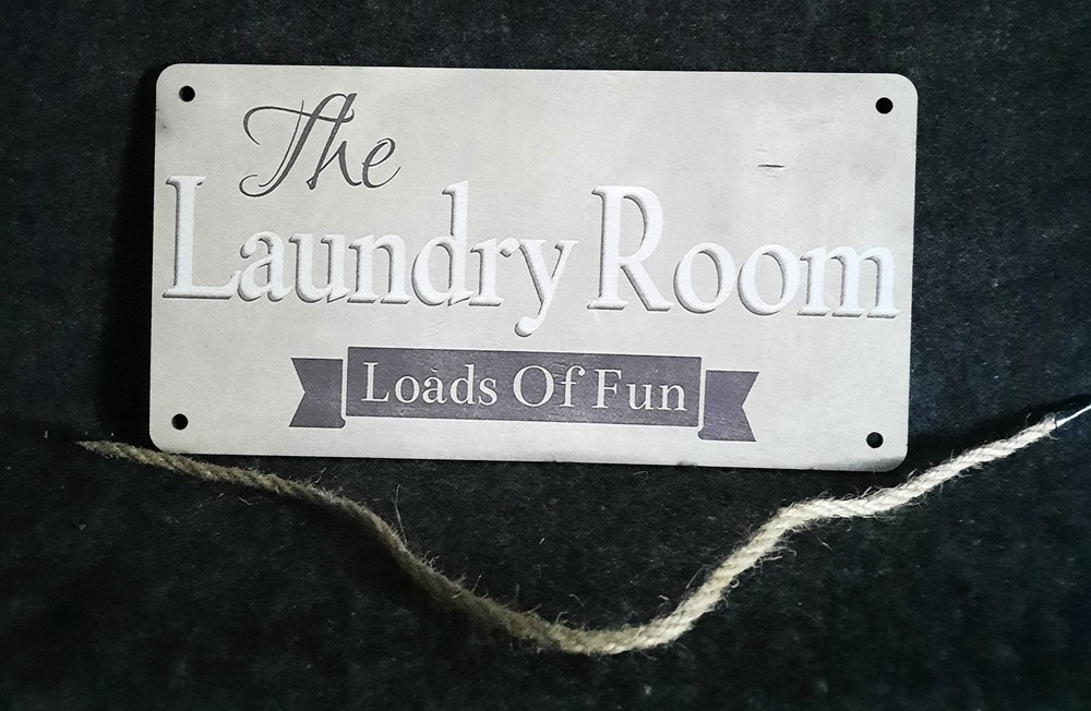 «The Laundry Room Loads Of Fun» Rectangular Sign! Approx 5″X10″ Twine Hanger.