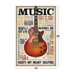 Music Inspires Me Guitar Quotes Poster Motivational Inspirational Musical Phrase