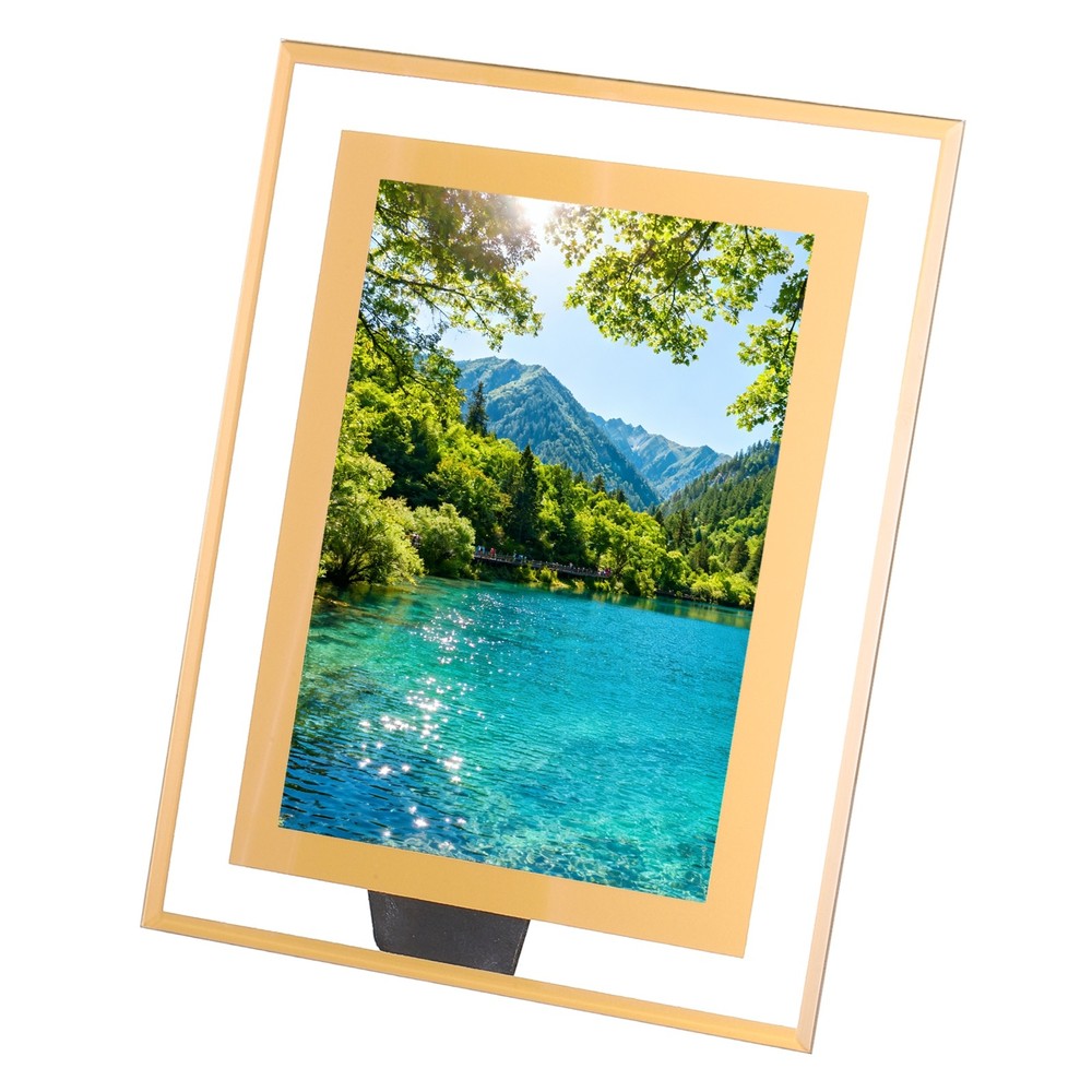 9.8 x 7.5 Inch Glass Photo Frame Vertical or Horizontal Picture Frame Gold