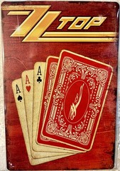 TIN SIGN 8×12 ZZ Top Rock Roll Band Group Poker Cards Aces Heavy Metal DD7
