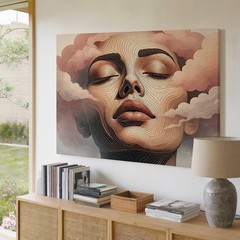 Surreal Abstract Woman Face Canvas Wall Art Modern Contemporary Decor Print