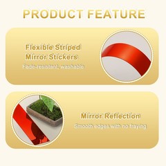 30 Pcs Striped Mirror Stickers, 1.57» x 11.8» Mirror Wall Stickers, Red