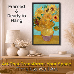 Vincent van Gogh Sunflowers in Vase Framed Print 11×17 Classic Floral Wall Art