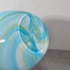 Teardrop Glass Vase Large 20in Blue Green White Excellent Swirl Art