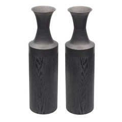 26 In. Metal Vases in Black (Set of 2)