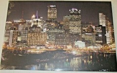 Pittsburgh Pennsylvania Downtown Skyline River Night 21″ x 14″ Canvas Print