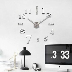 3D Modern DIY Large Wall Clock Mirror Surface Sticker Home Art Design Decor US