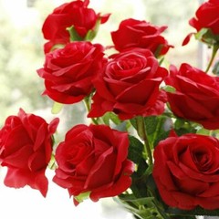 10Pcs Silk Roses Flowers Realistic Artificial Bouquet Home Romantic Girl Gift US