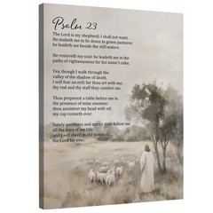 Christian Psalm 23 Canvas Wall Art Decor, Bible Verse Quotes Lamb Paintings W…
