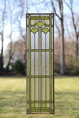 10″ x 35.25″ Handcrafted Ginkgo stained glass window panel