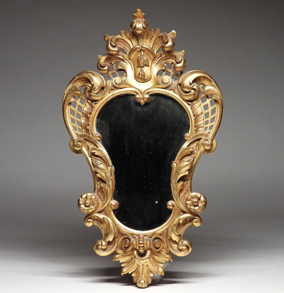 FINE! Italian Florentine Gilt Wood Diminutive Courting Mirror