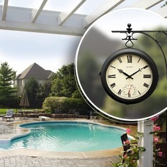 AcuRite 9-Inch Indoor/Outdoor Double-Sided Hanging Clock with 360-Degree Spin Fu