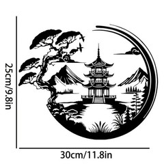 11.8 Inch Bonsai Tree Torii Gate Metal Wall Art Japanese Style Home Decor