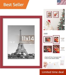 Elegant 11×14 Red Picture Frame for 8×10 Photos – Wall Mountable & Classic Style
