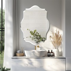 Frameless Irregular Wall Mirror Beveled Edge Sliver Glass Bathroom Vanity Mirror