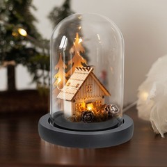 9.8″x3.9″ Clear Cloche Glass Dome Glass Bell Jar Display with Wooden Base