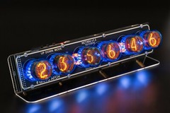 IN-4 Nixie Tubes Clock BLACK board with Sockets Temp F/C 12/24H on Acrylic Stand
