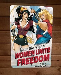 Women Unite for Freedom Wonder Woman Power Girl 8×12 Metal Wall Sign Poster