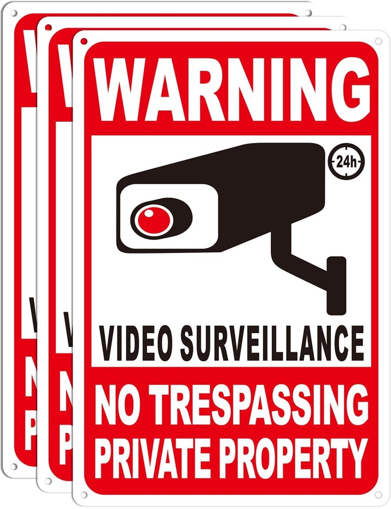 3-Pack Private Property No Trespassing Signs 12″x8″ Video Surveillance Signs New
