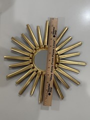 Peruvian Sunburst Wall Mirror 12″ Hand Carved Wood Gold Leaf Incan Starburst