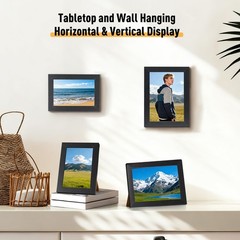 MAXECHO Picture Frame Set of 5, Two 5″x7″, Three 4″x6″, Black Gallery Photo F…