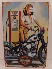 Harley-Davidson Full Service Babe Embossed Tin Sign, Rectangle