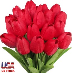 10/20pcs Hawesome Artificial Latex Tulips Flowers Faux Tulip Stems PU Real Touch
