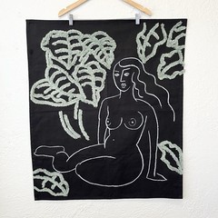 Urban Outfitters Tapestry Woman Hippie Boho Feminist Art Black 30×35