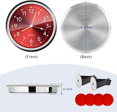 2PCS Stick on Dashboard Car Clock, Mini Luminous Automotive Vent Clip Quartz Clo