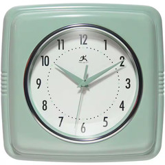 Retro Square Sage Green Resin Wall Clock, 9.25 In.