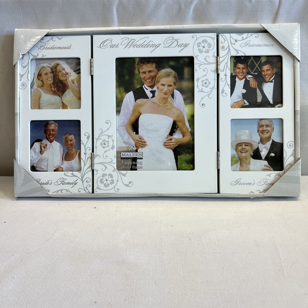 Wedding Photo Frame 3 Sections White Free Standing