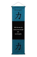 Inspirational Quote Wall Scroll Tapestry «Strength» Motivational Yoga Banner Art