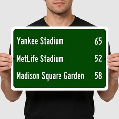 Custom New York Sports Stadium Distance Sign Yankees Giants Jets Knicks Fan Gift