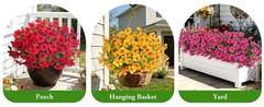 12 Pcs Artificial Geranium Flowers for Outdoors, Fake Silk Flowers UV Resistant