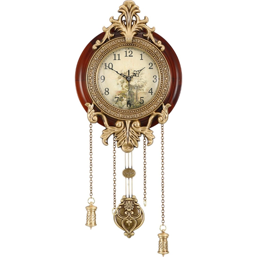 Dia 9-inch Retro Style Vintage Wood Indoor Wall Clock with Swinging Pendulum …